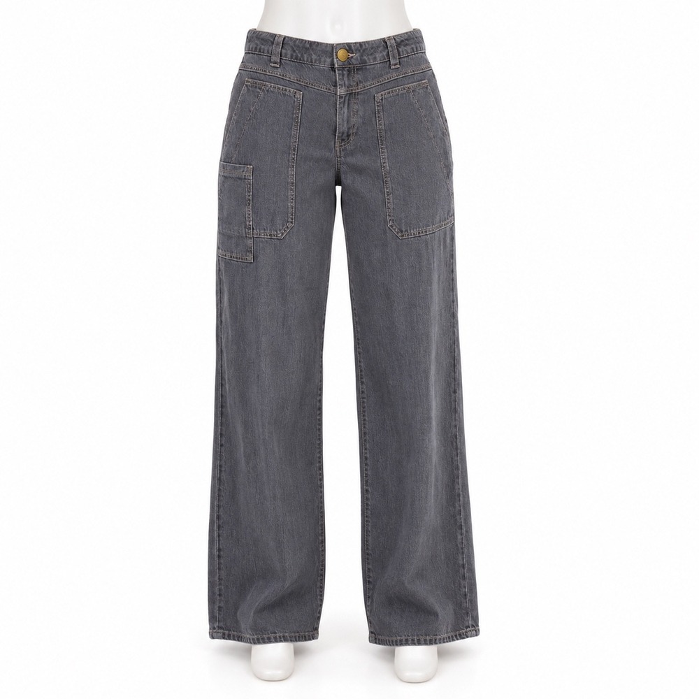 Democracy High Waist Wide Leg Carpenter Jeans Women's 12 Gray Ab Technology